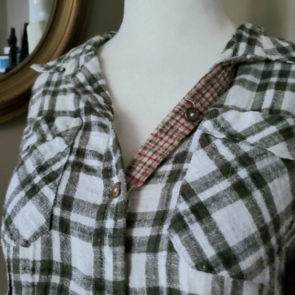 Free People Catch Up with Me Plaid Flannel Button-Down Shirt Size Small - Picture 8 of 16